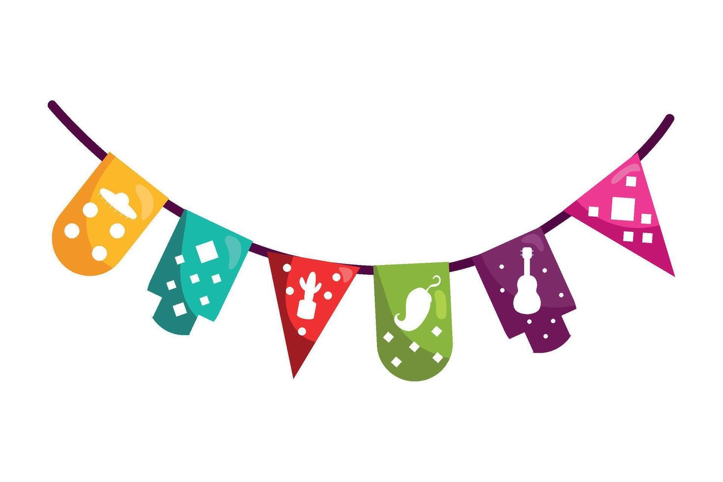 Colorful mexican flag bunting vector
