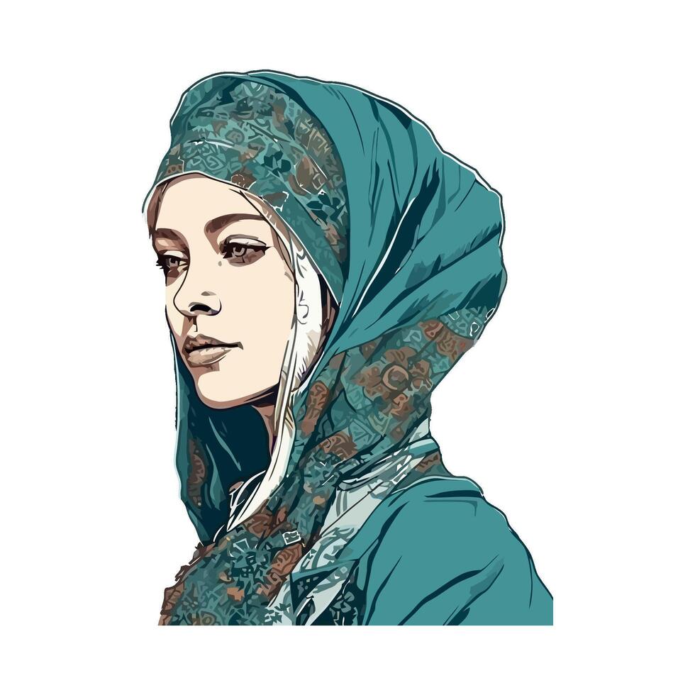 A woman in a turban and head scarf vector