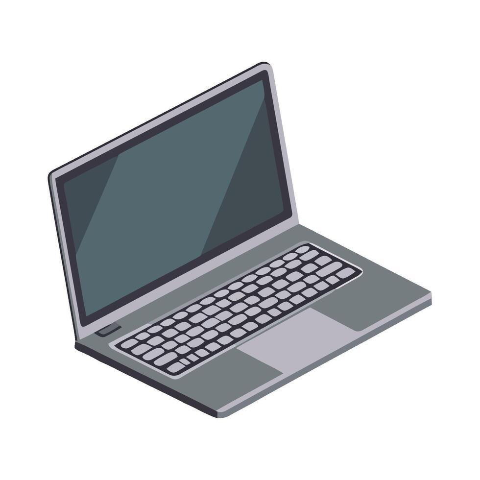 An open laptop computer on a white background vector