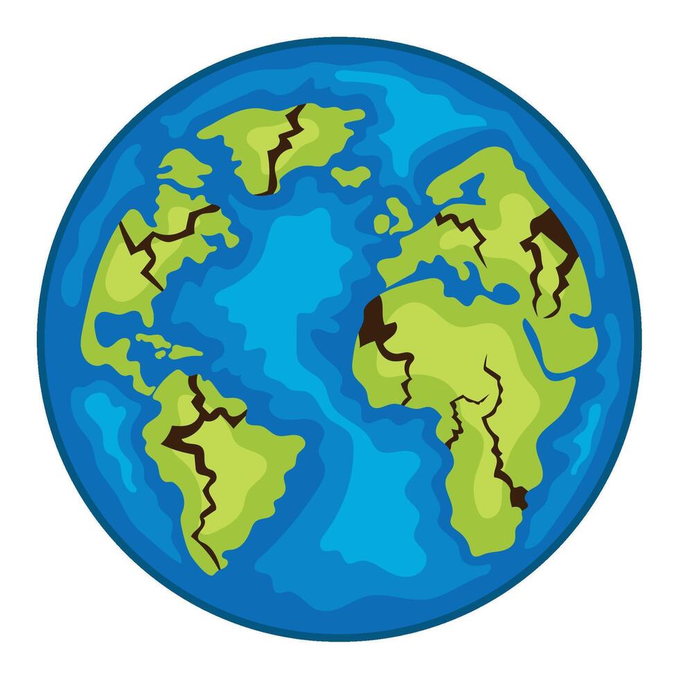 Earth globe with cracks and cracks illustration vector