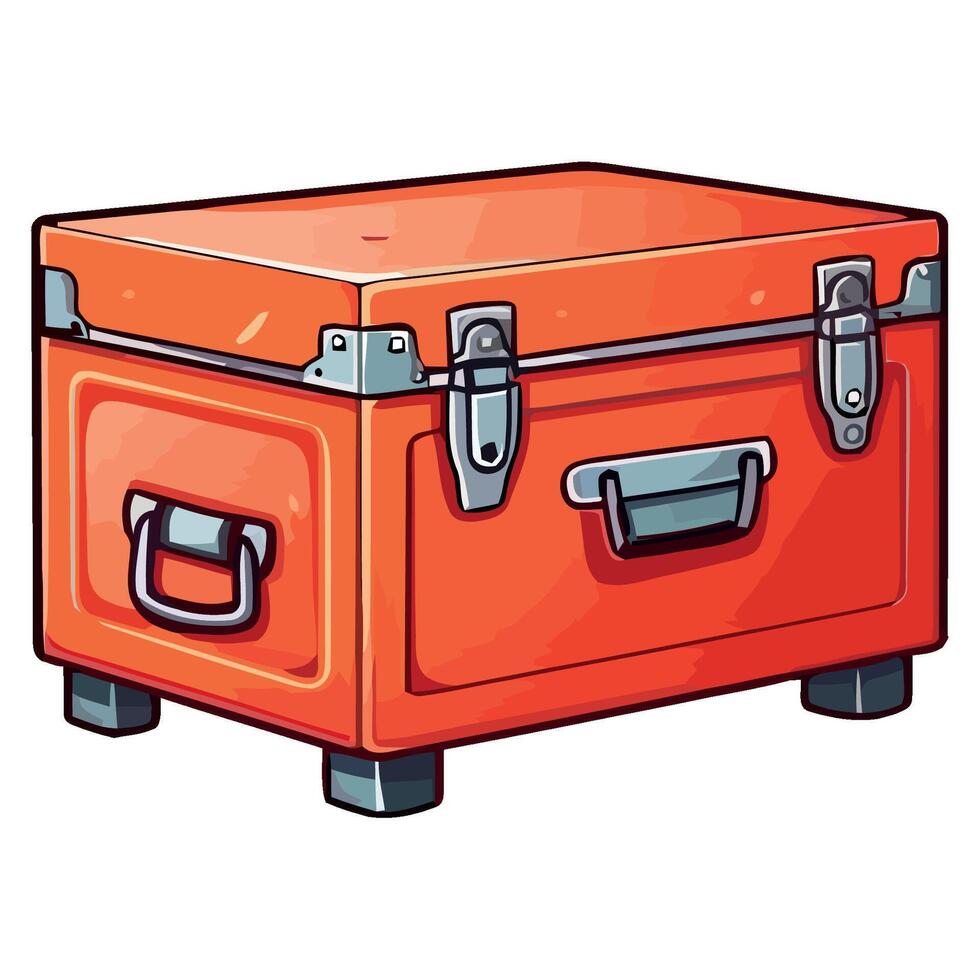 An orange suitcase with a handle on it vector