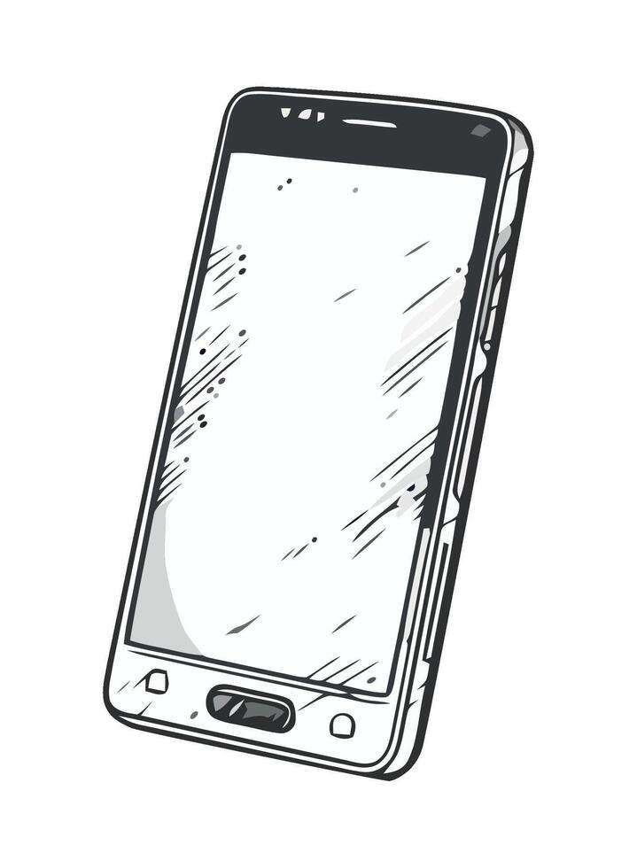 A drawing of a smartphone with a blank screen vector