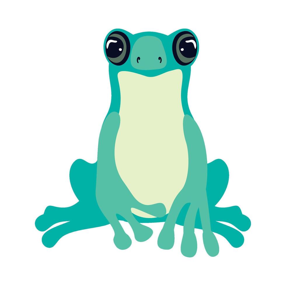 A cartoon frog with big eyes and a green body vector