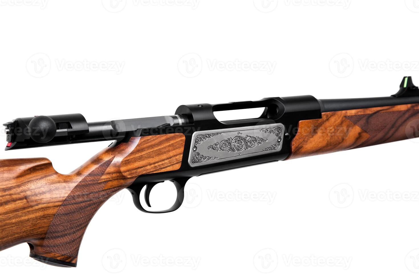 wooden hunting rifle isolated on white photo