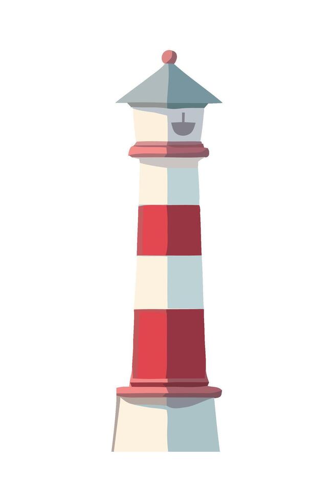 A red and white lighthouse on a white background vector