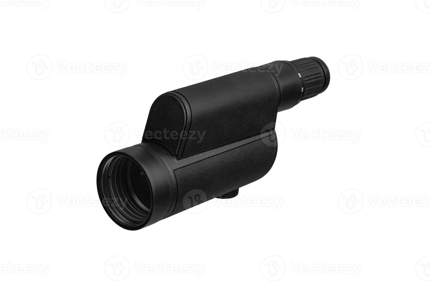 Modern spyglass. Long-range observation device. Monocular isolate on a white back photo
