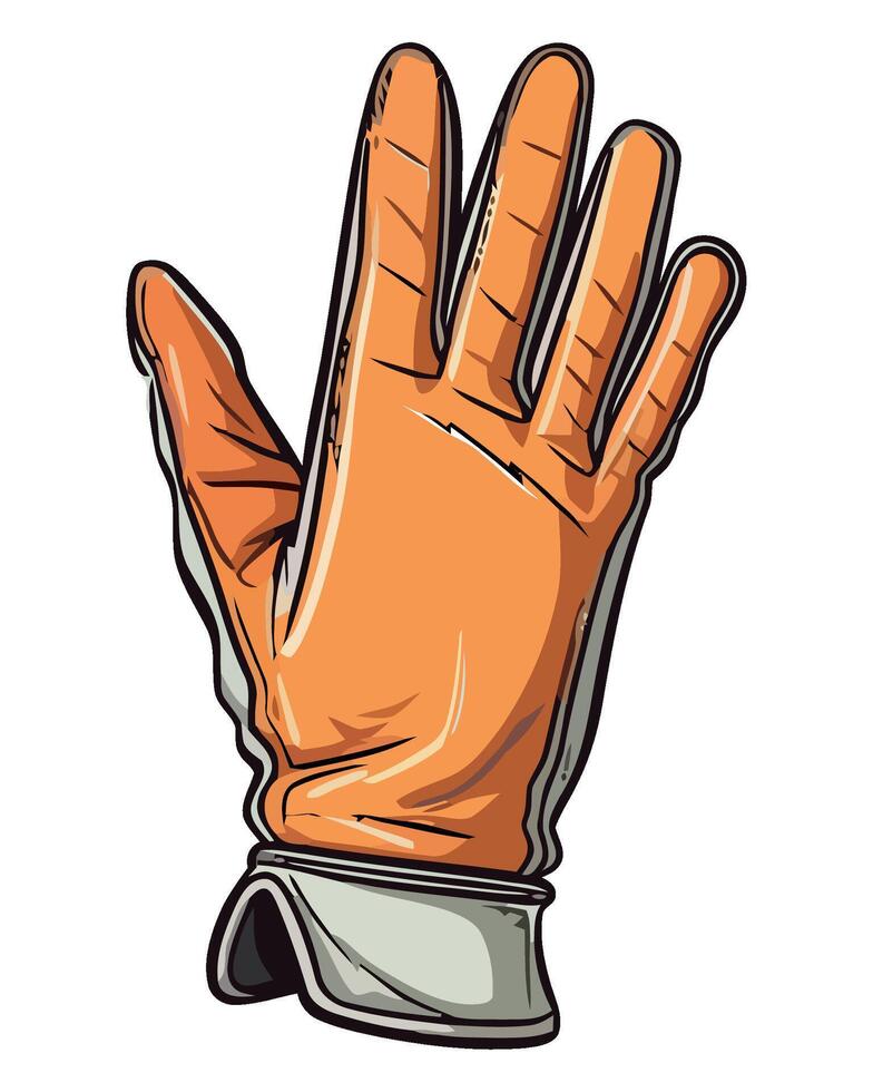 An orange glove with a white glove on it vector