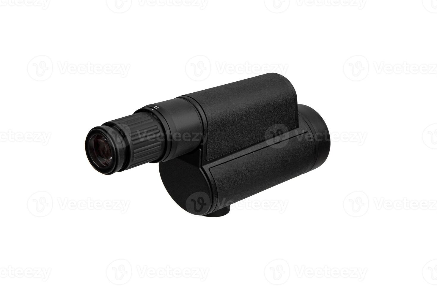 Modern spyglass. Long-range observation device. Monocular isolate on a white back photo