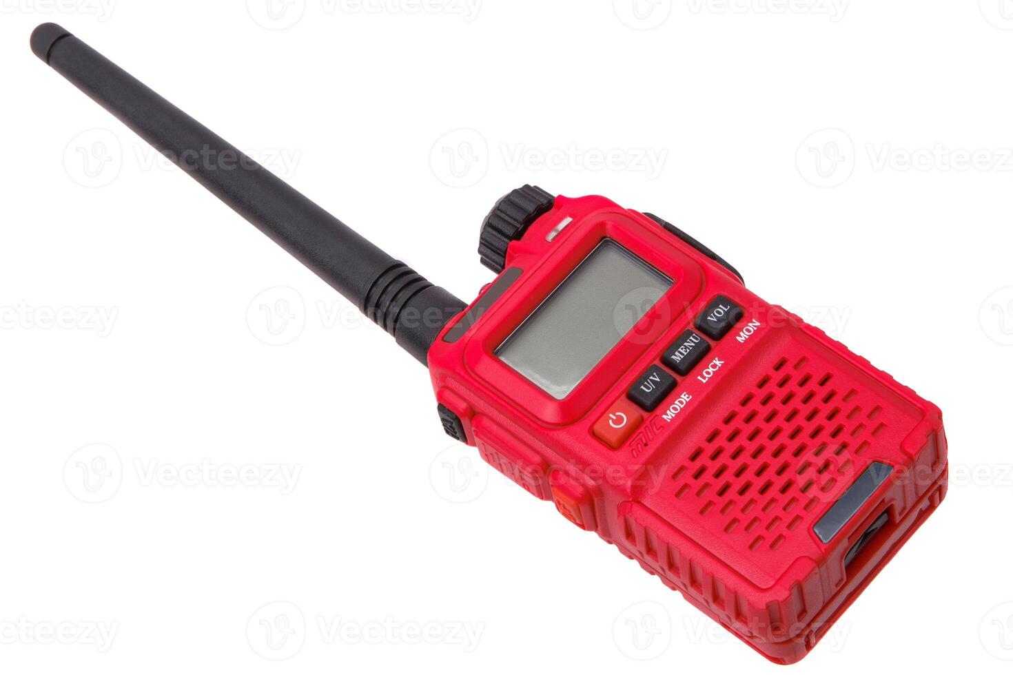 Red Walkie-talkie isolated on white photo