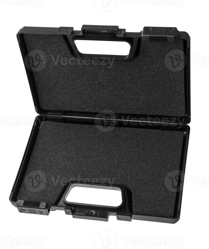 Black case for gun pistol isolated on white photo