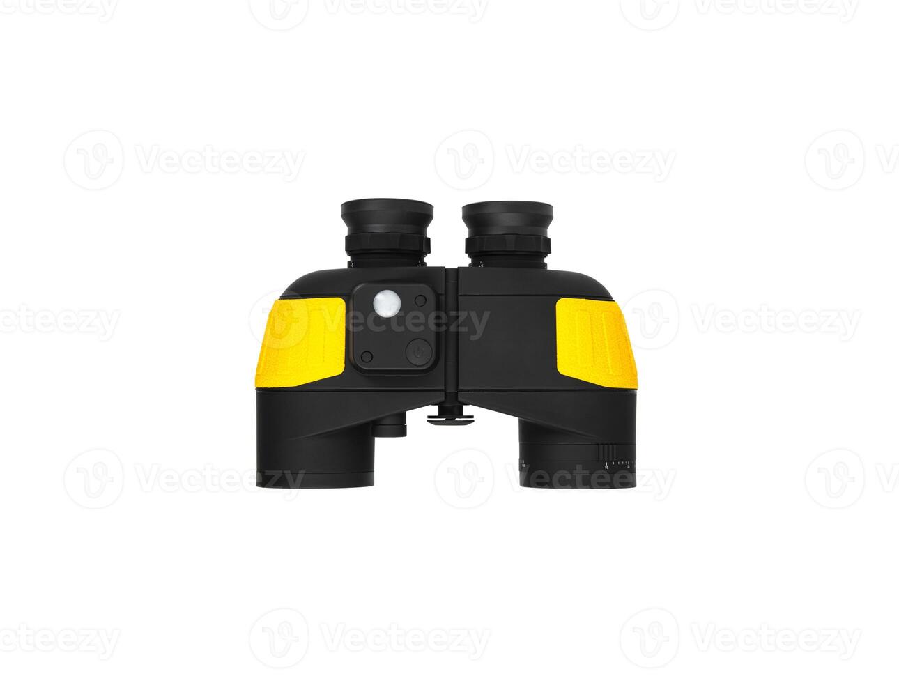 Modern black and yellow waterproof and unsinkable marine binoculars.. Surveillance device. Device for viewing at a distance. Isolate on a white back photo