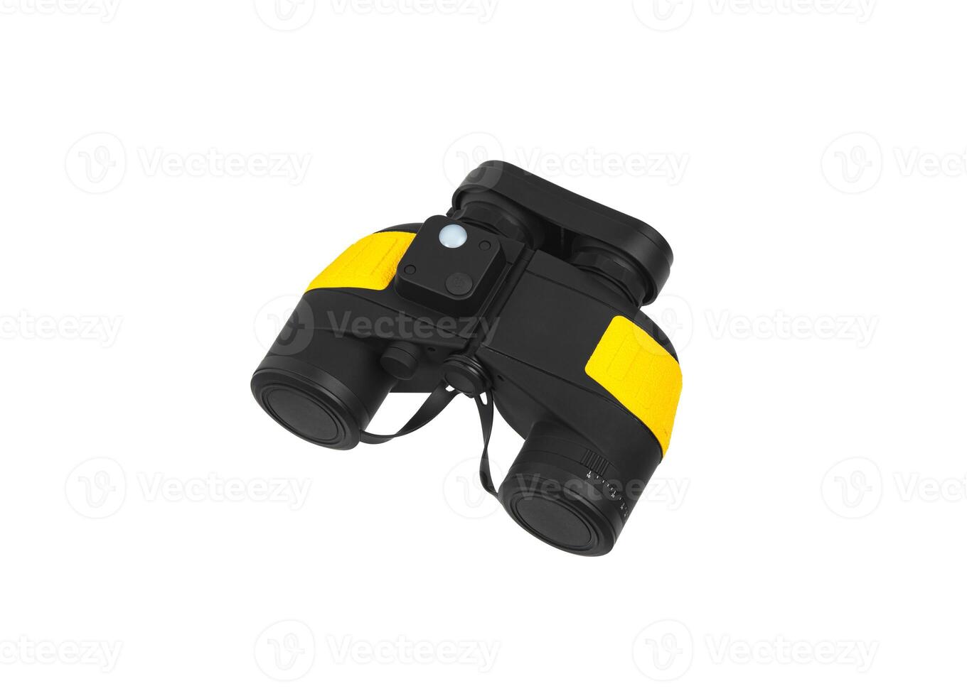 Modern black and yellow waterproof and unsinkable marine binoculars.. Surveillance device. Device for viewing at a distance. Isolate on a white back photo