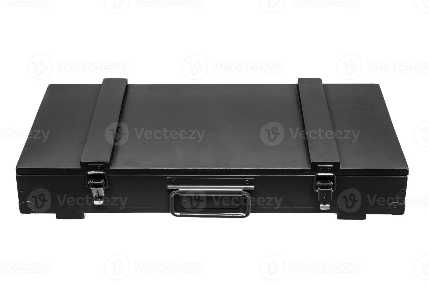 wooden black box for weapons isolated on white photo