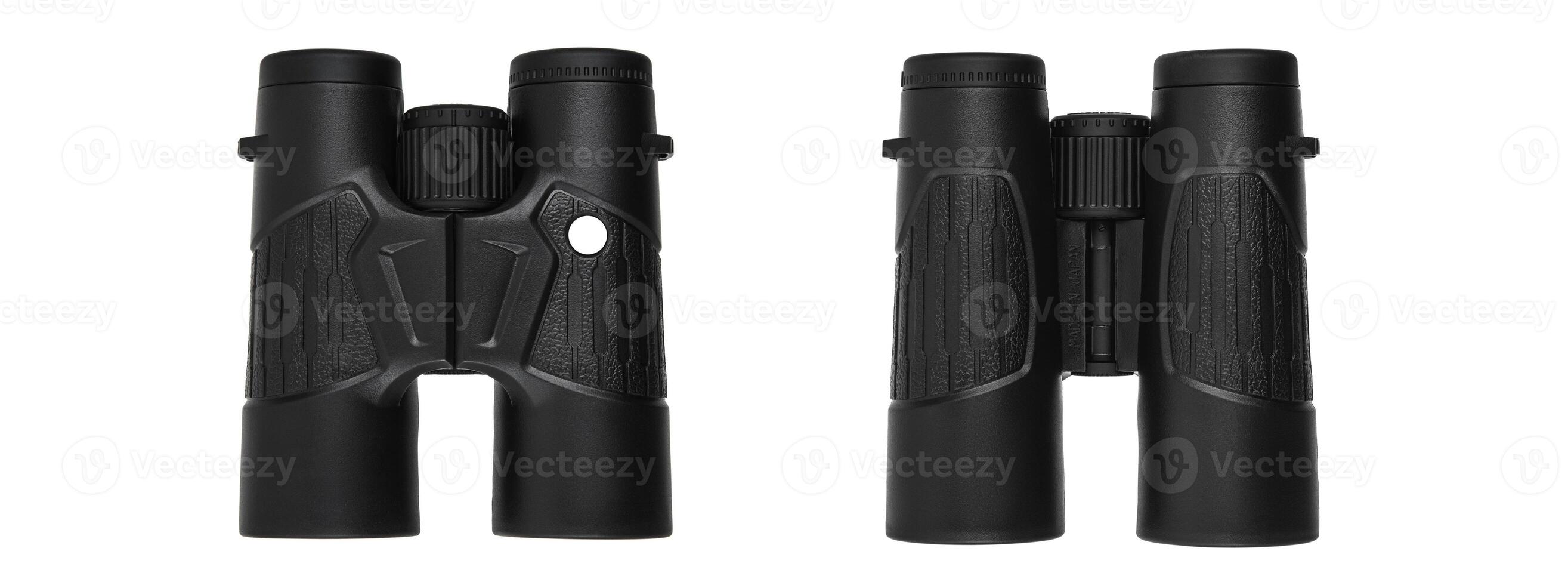 Modern binoculars. An optical instrument for observation at long distances. Isolate on a white back. photo