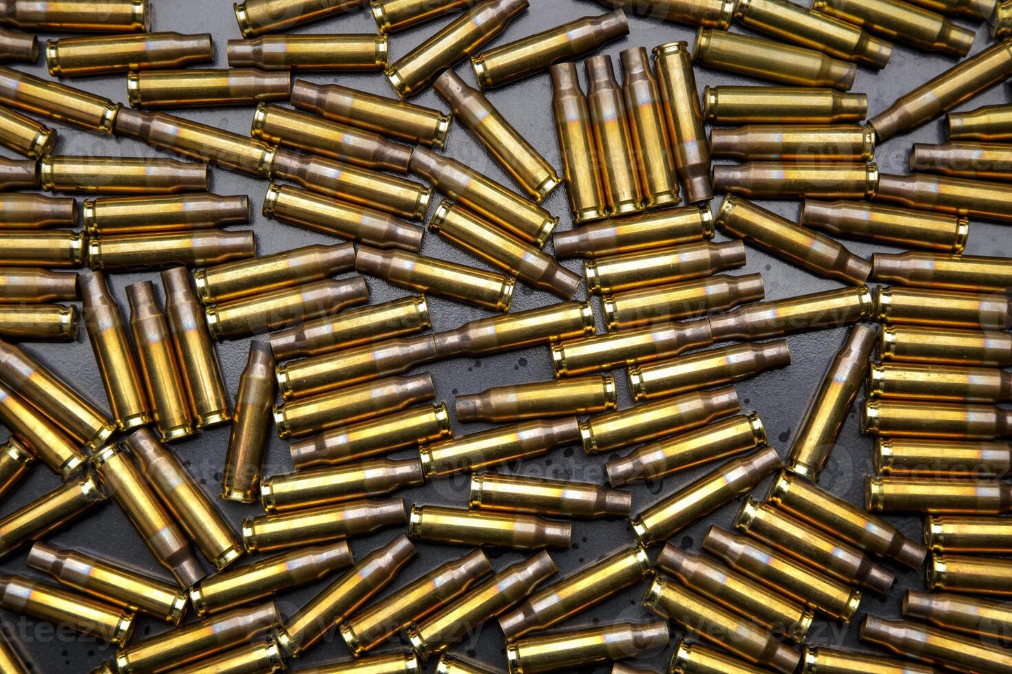 Background from empty used ammunition cases. Military back for poster or postcard. photo