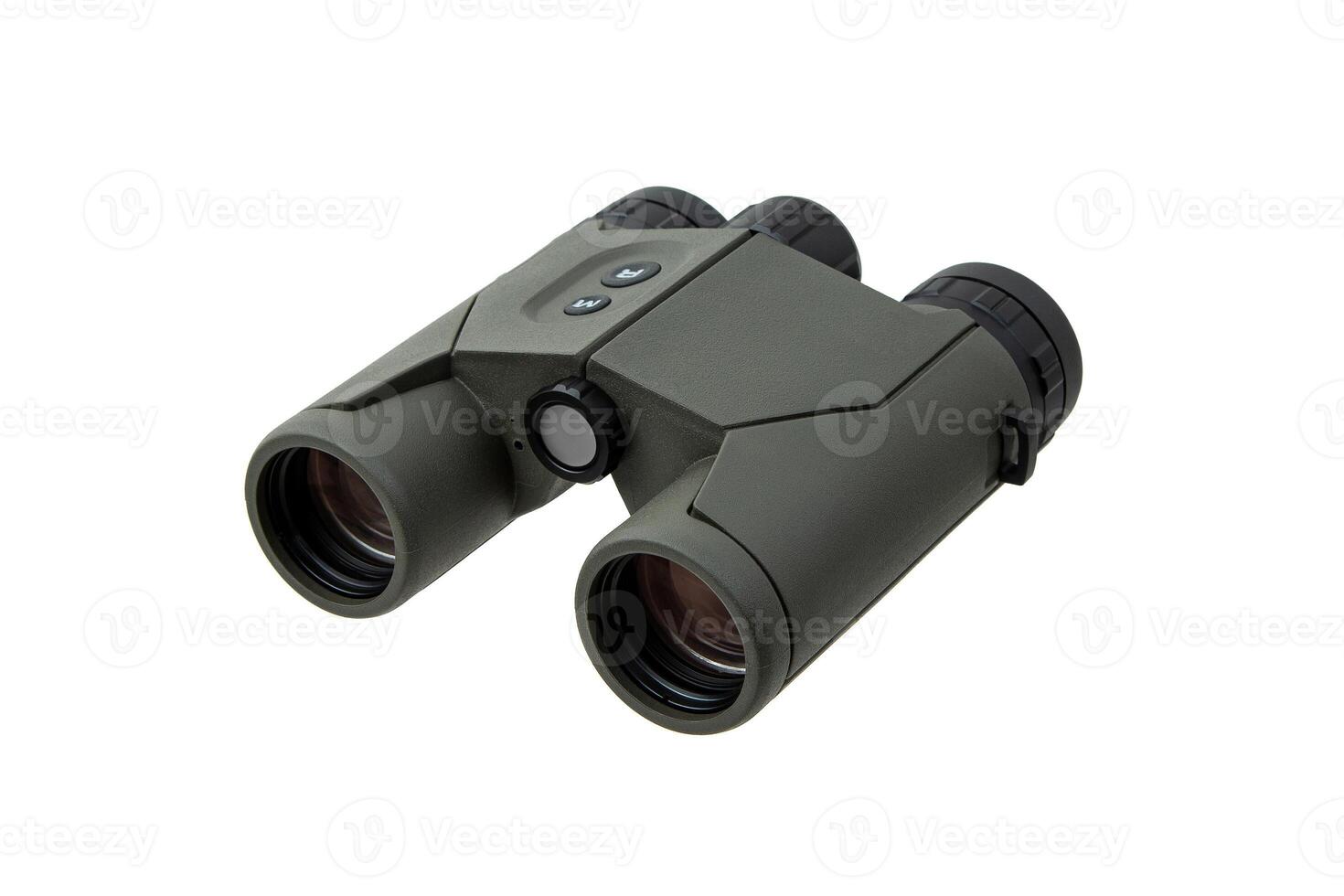 Modern binoculars. An optical instrument for observation at long distances. Isolate on a white back. photo