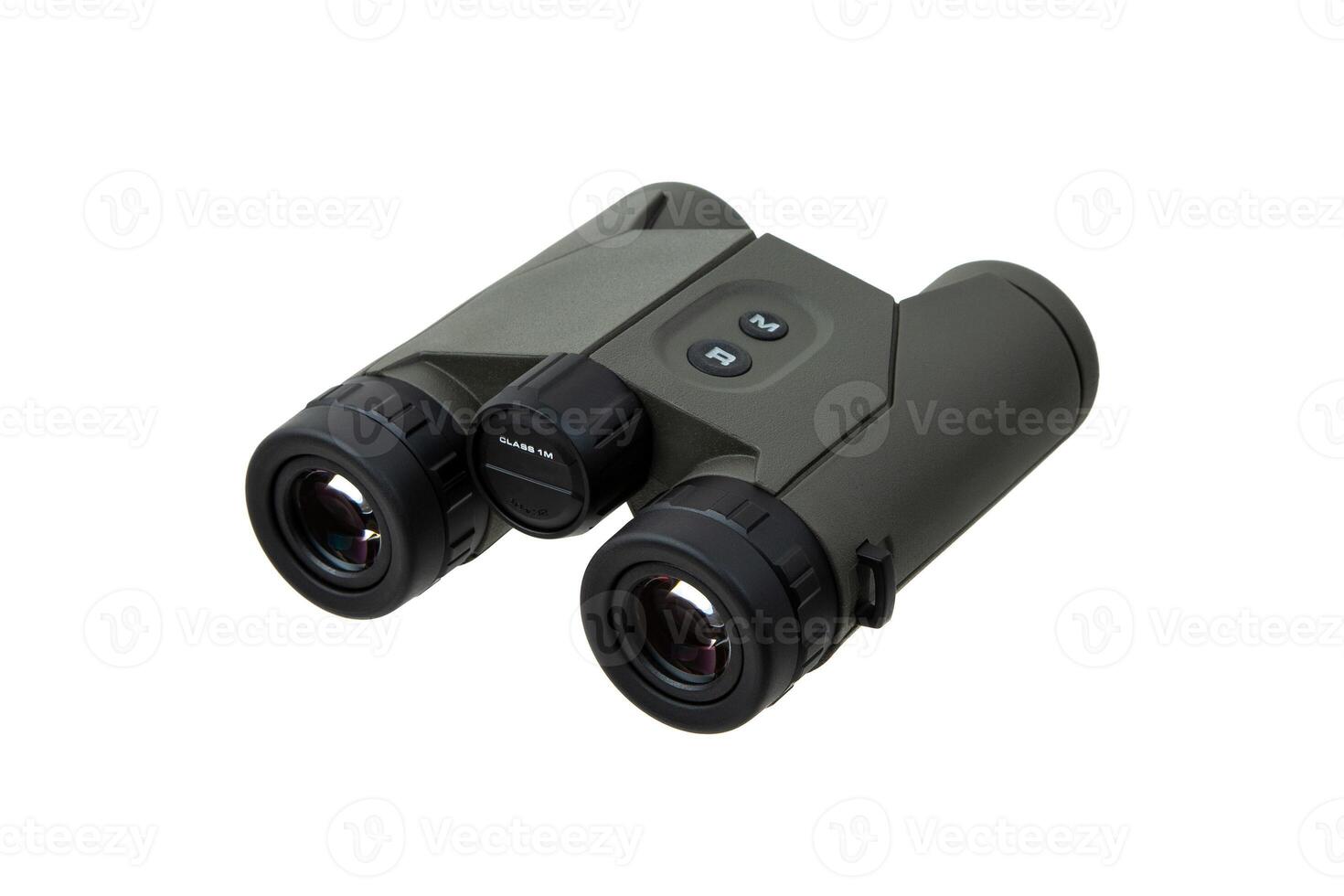 Modern binoculars. An optical instrument for observation at long distances. Isolate on a white back. photo