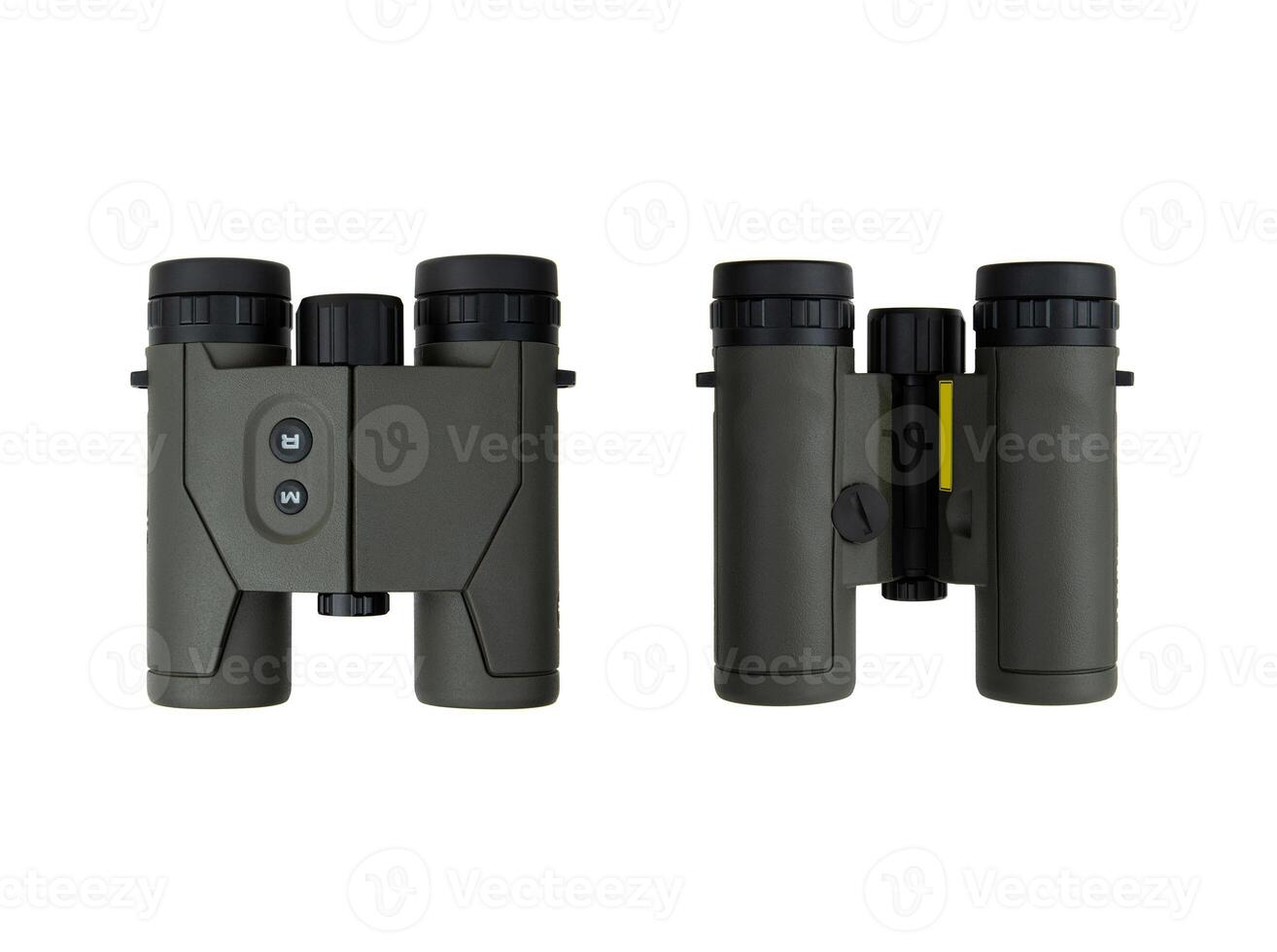Modern binoculars. An optical instrument for observation at long distances. Isolate on a white back. photo
