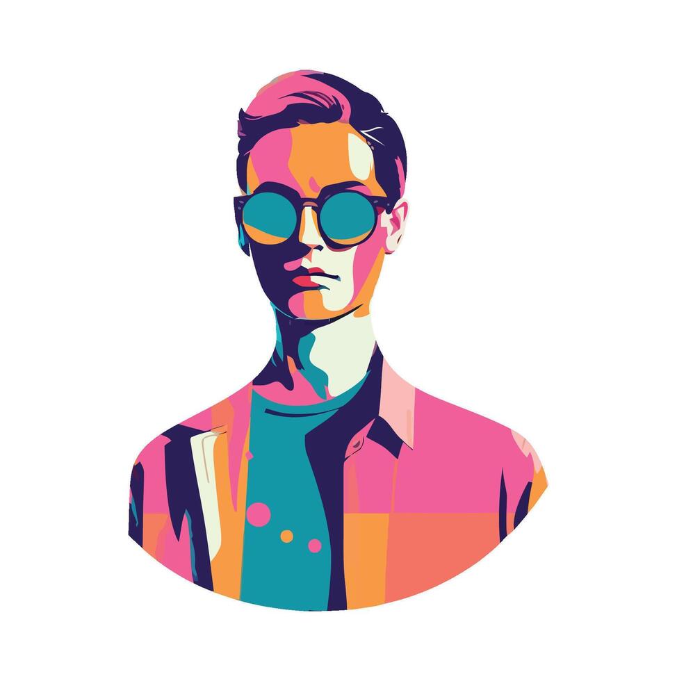 A man in sunglasses and a colorful shirt vector