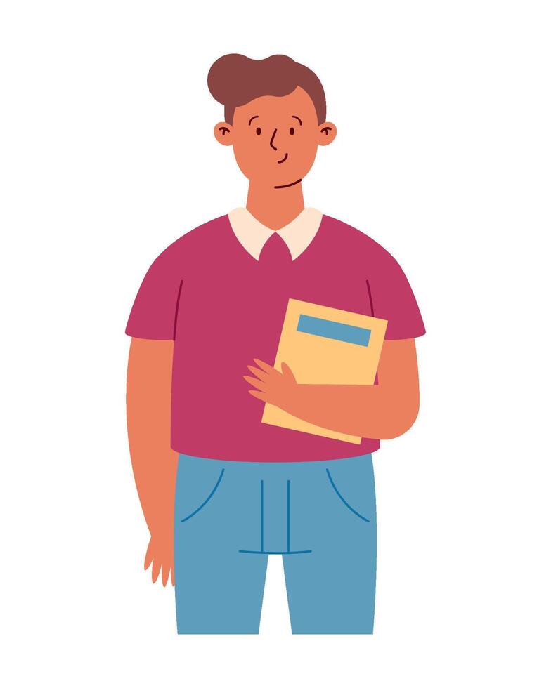 A man holding a folder and a book vector