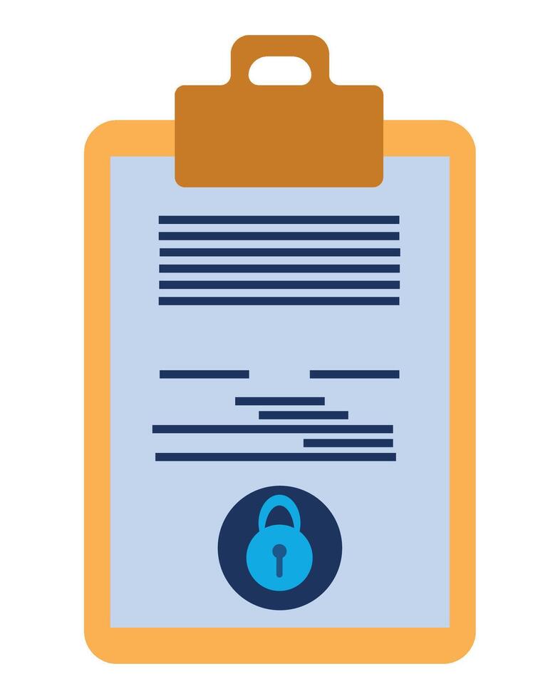 A clipboard with a padlock on it vector
