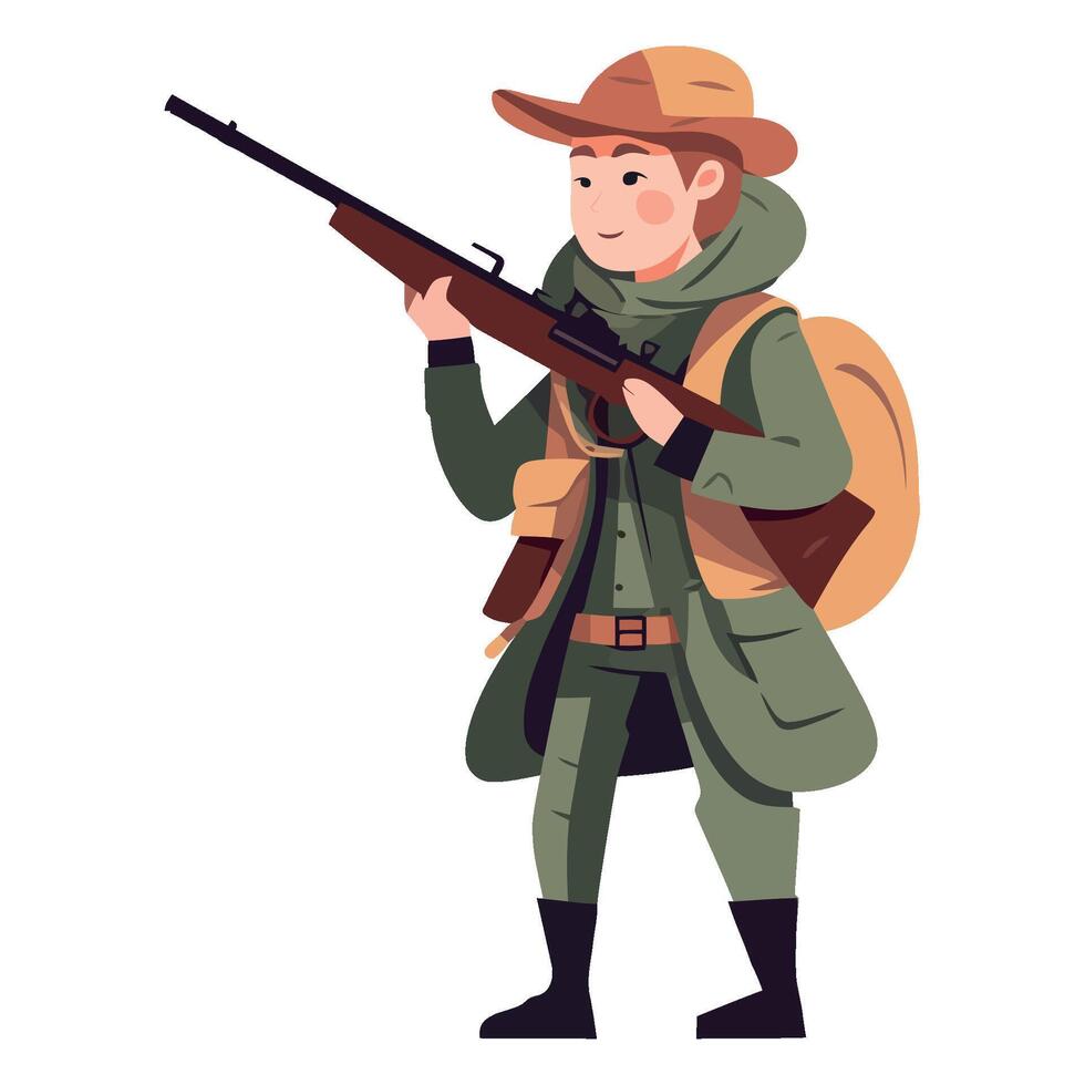 A man in a green uniform with a rifle vector