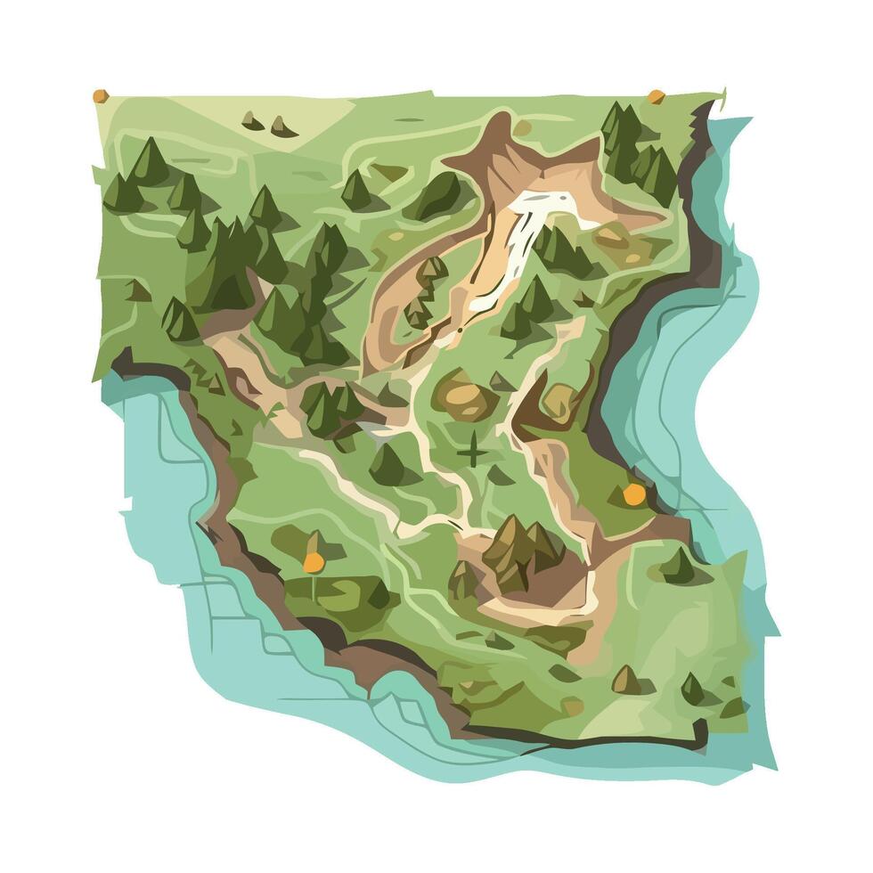 An illustration of a map of a forest vector
