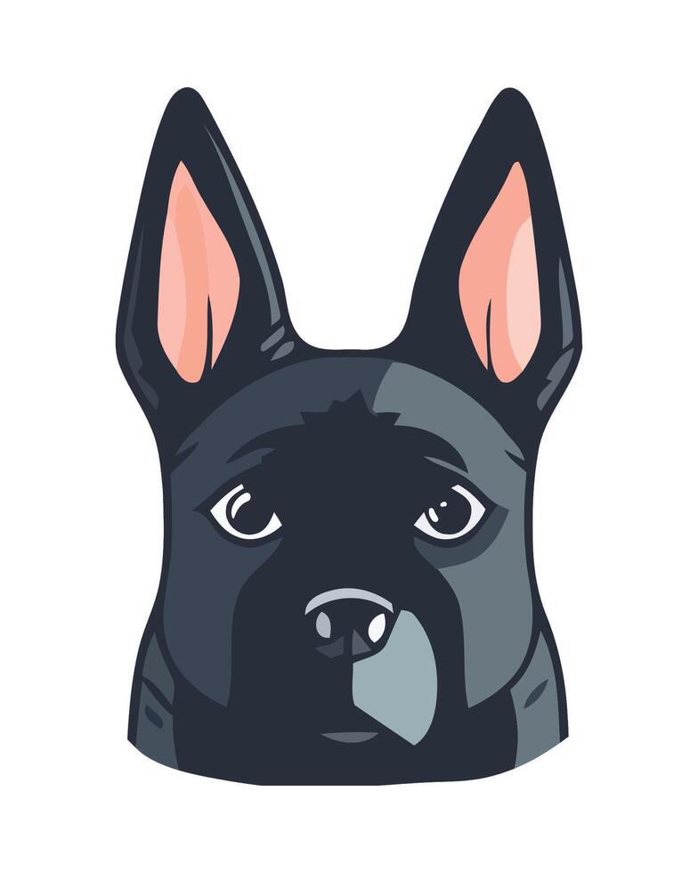 A black dog with big ears and a big nose vector