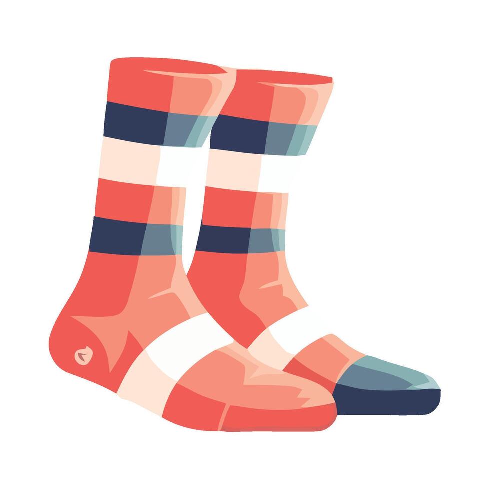 A pair of socks with red, blue and white stripes vector