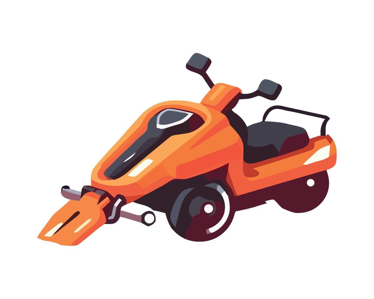 A small orange motorcycle with a large blade vector