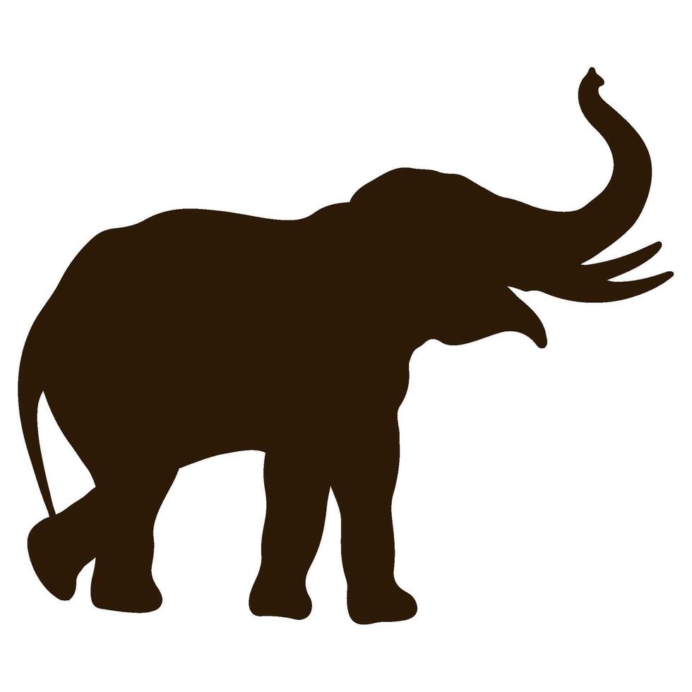 An elephant is silhouetted against a white background vector