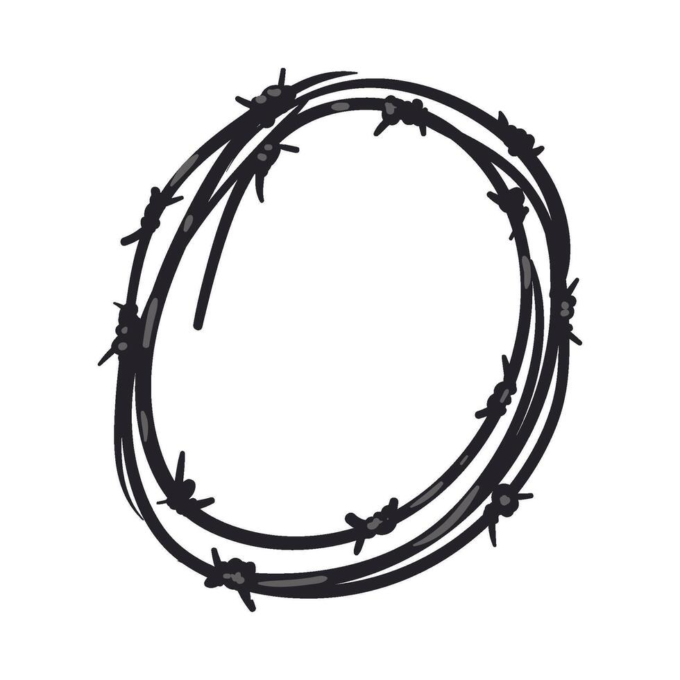 Barbed wire letter o isolated on white background vector