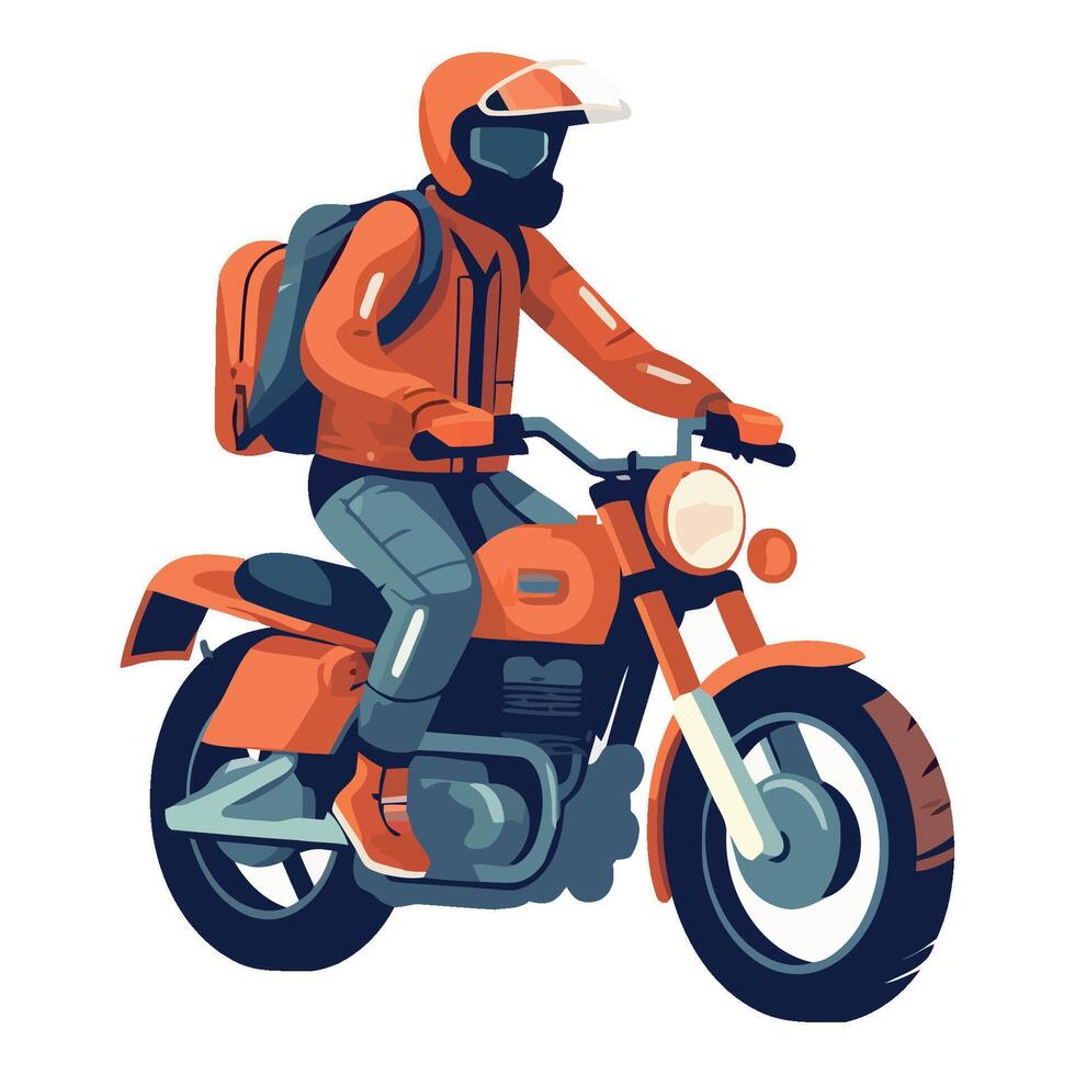 A man in orange riding a motorcycle vector