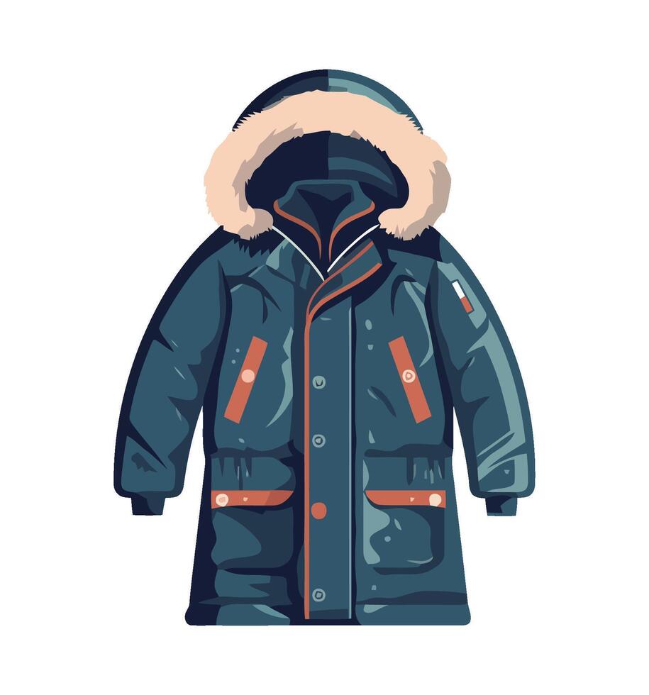 Winter coat with fur hood, winter coat, winter jacket, winter coat, winter jacket, winter vector