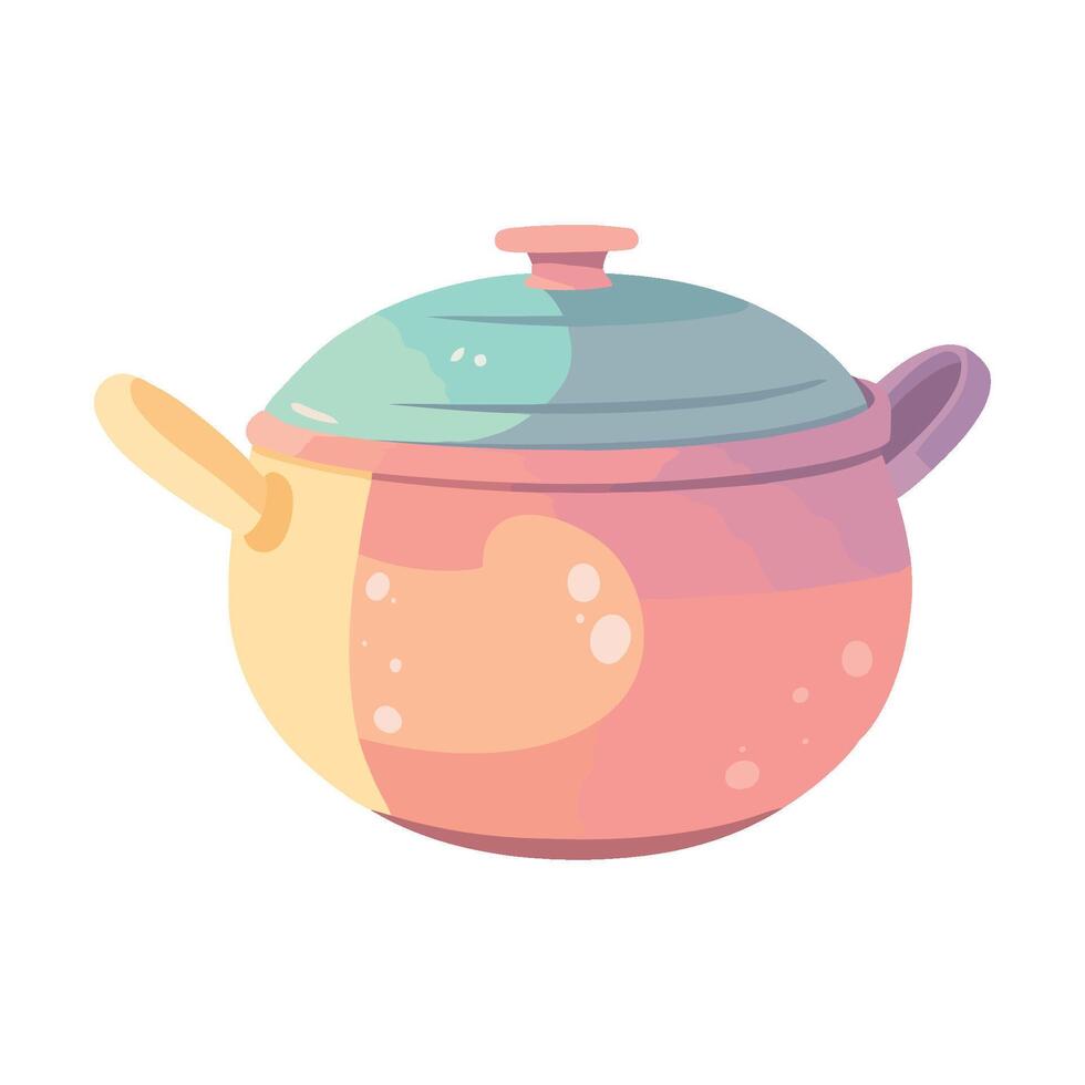 Colorful pot with lid on white background vector