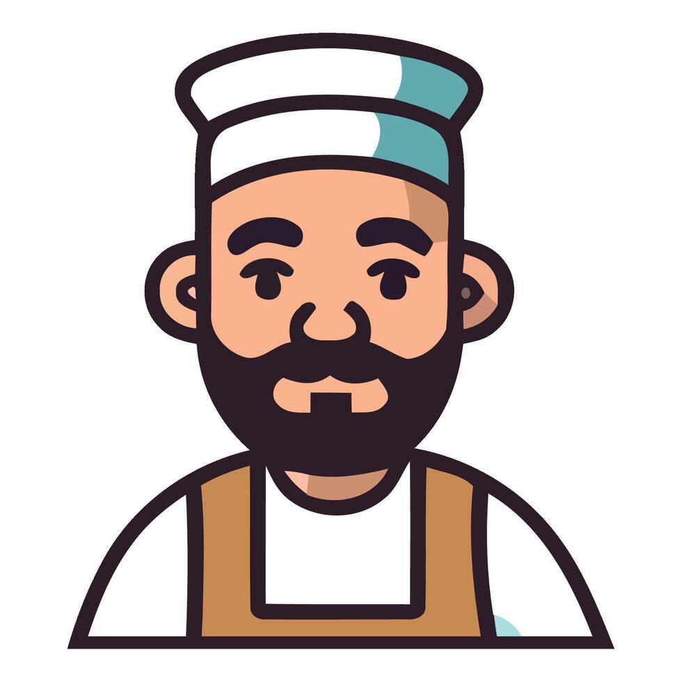 A cartoon chef with a beard and hat vector