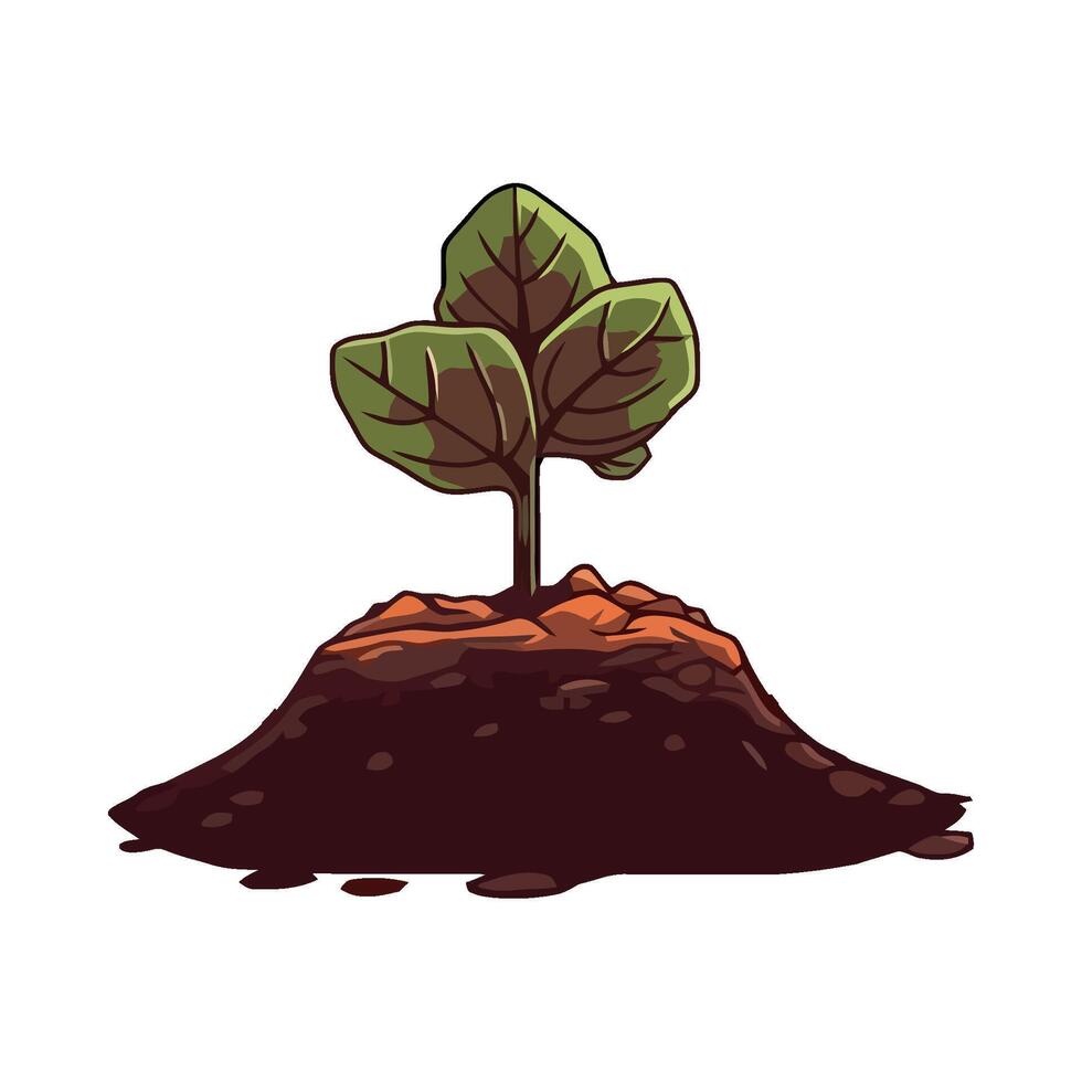 A cartoon plant growing out of the ground vector