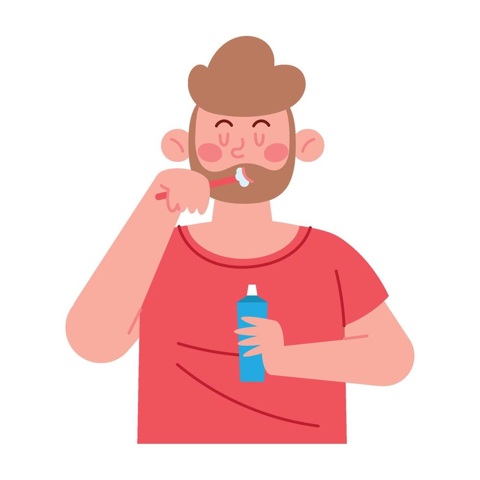 A man brushing his teeth with a toothbrush vector