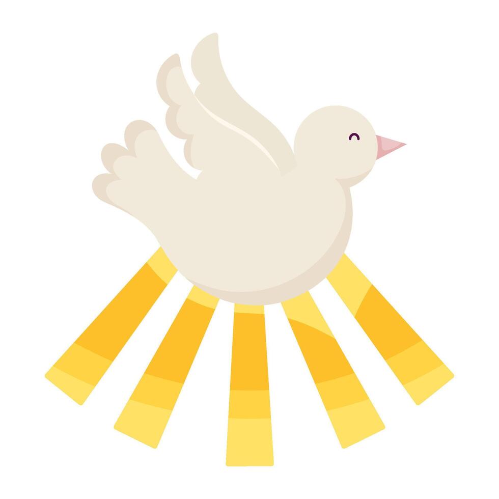 A white dove with rays of light around it vector