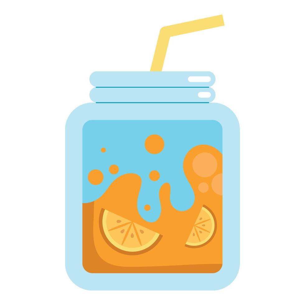 Orange juice in a glass jar illustration vector