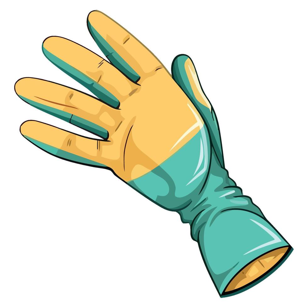 A glove with yellow and green gloves vector