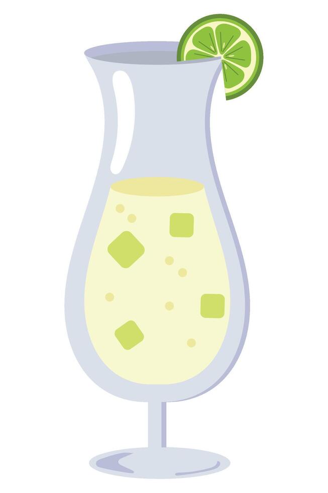 A glass with a lime slice in it vector