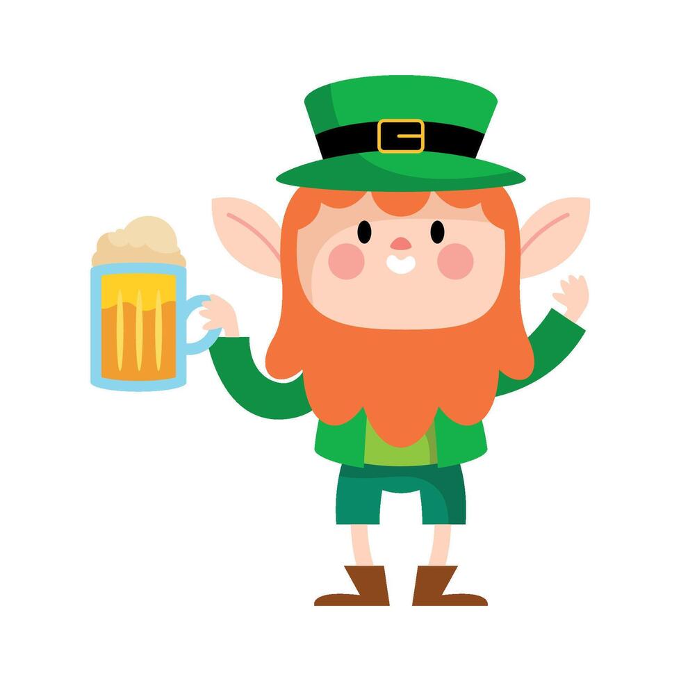 A leprechaun holding a mug of beer vector