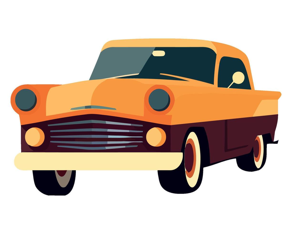 An old car is shown on a white background vector