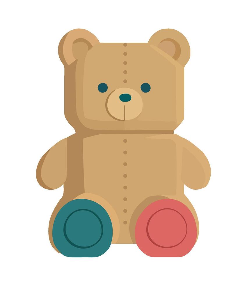 A teddy bear with a red and blue foot vector