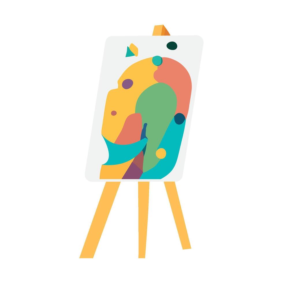 An easel with a colorful painting on it vector