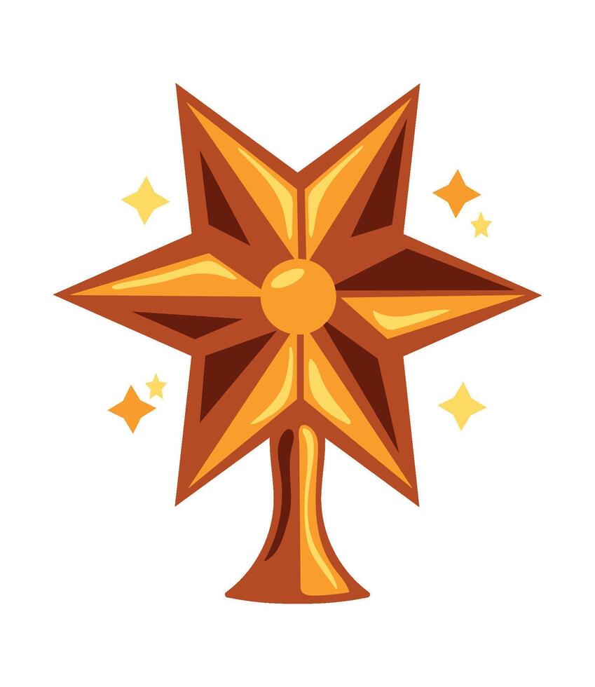 A golden star with a golden star on top vector