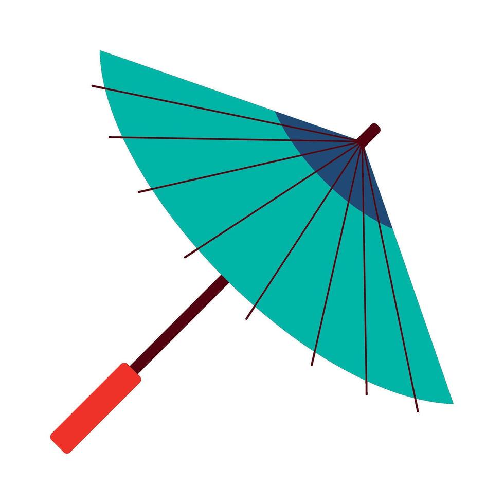 An umbrella with a red handle and a blue handle vector