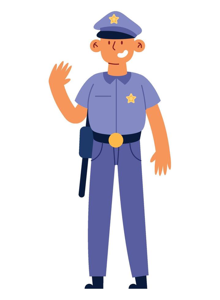A cartoon police officer waving vector