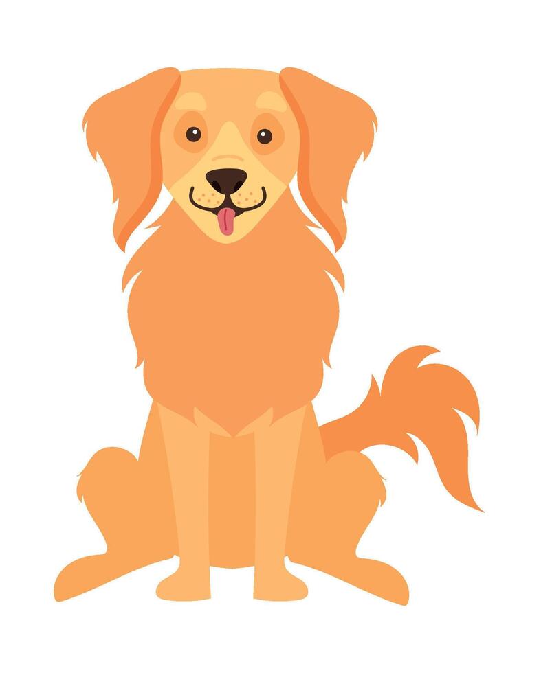 A cartoon golden retriever sitting down with its tongue out vector